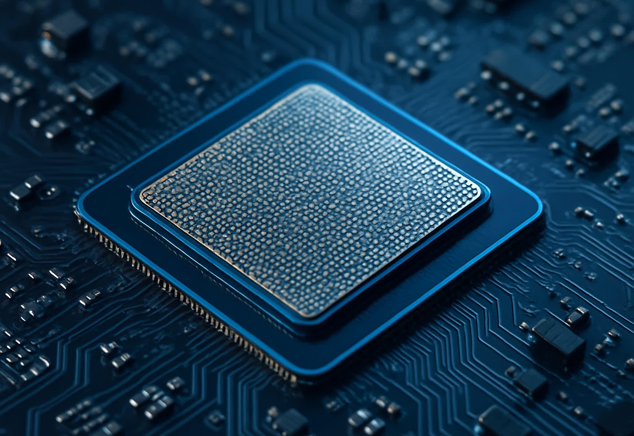 Close-up of a neural processing unit (NPU) integrated into a modern computer chip.